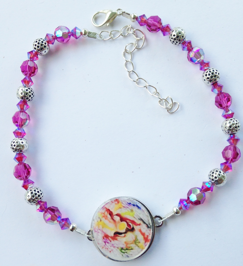 Fuchsia Folly Swarovski Crystals & Pewter Golf Ball Marker Ankle