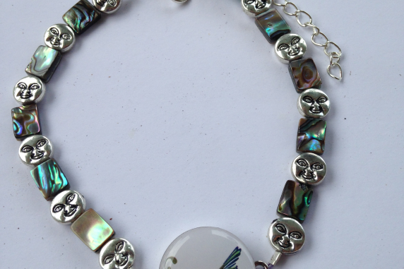 Abalone and Sunshine Ball Marker  Ankle Bracelet by One Putt Designs