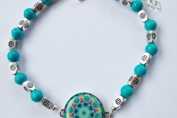 One Putt Designs Turquoise Beaded Ball Marker Ankle Bracelet