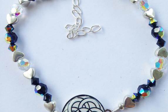 Jet Black & Crystal Ball Marker Ankle Bracelet