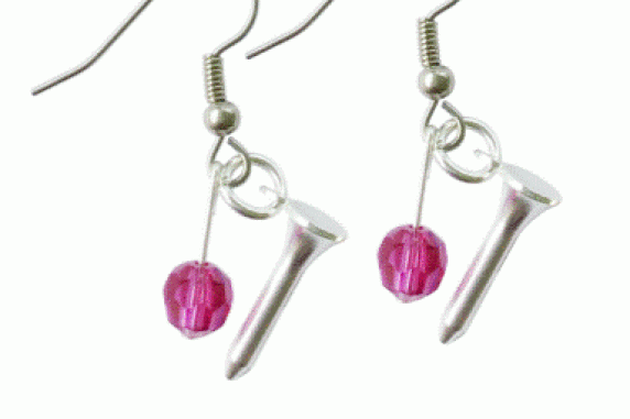 Fuchsia- Dark Pink Swarovski Crystal Ball w/Tee Earrings