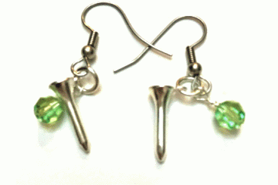 Peridot Green Swarovski Crystal Ball w/Tee Earrings