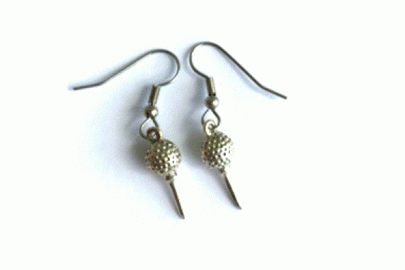 Pewter Golf Ball with Tee Earrings