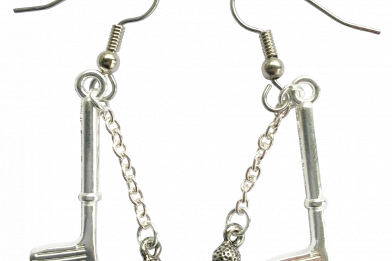 Pewter Golf Club & Golf Ball Earrings