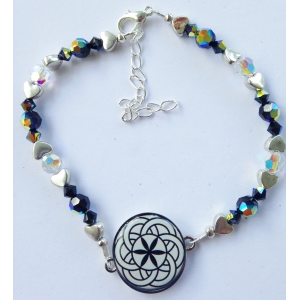 Jet Black & Crystal Ball Marker Ankle Bracelet