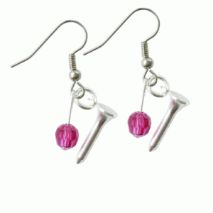 Fuchsia- Dark Pink Swarovski Crystal Ball w/Tee Earrings