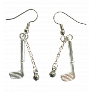 Pewter Golf Club & Golf Ball Earrings