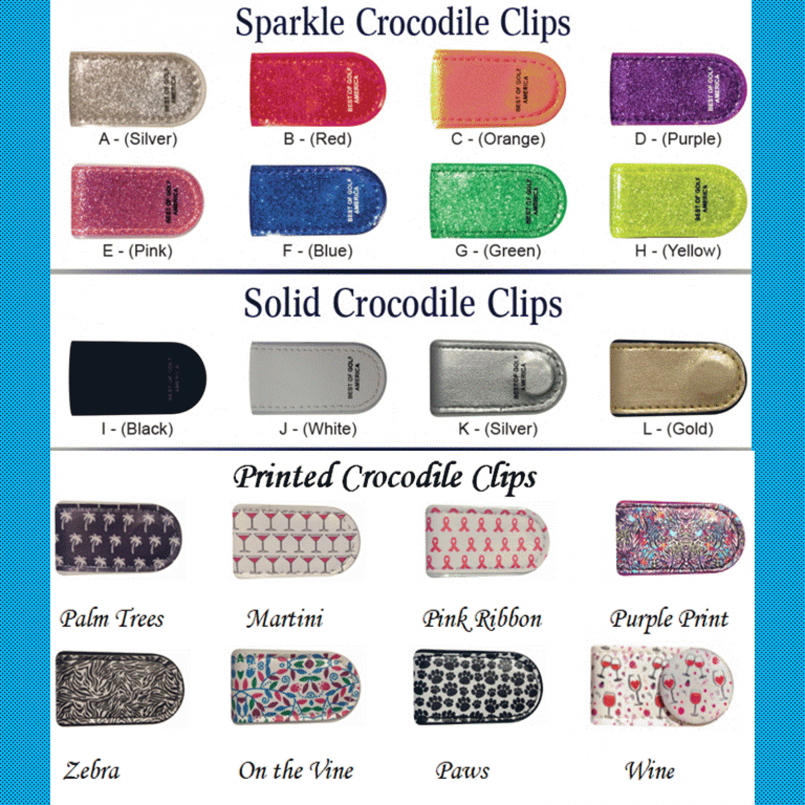Crocodile Clips 10.00 each One Putt Designs